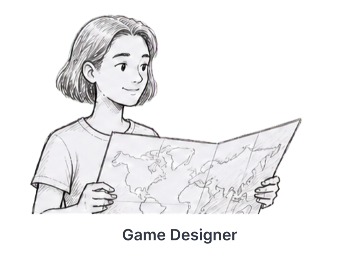 Pencil illustration representing Game Designer
